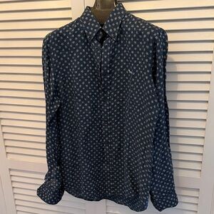 Harmont & Blaine Navy Star Pattern linen Shirt narrow fit large